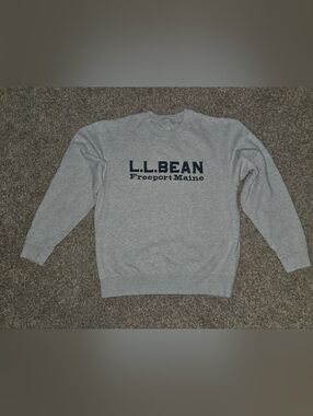 L.L. Bean Men's Heather Gray Crewneck Sweatshirt with Navy Logo